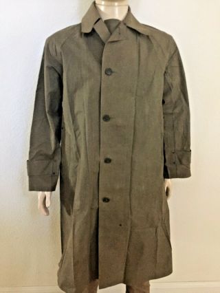 Ww2 Us Army Rubber Coated Od Dismounted Raincoat (1945)