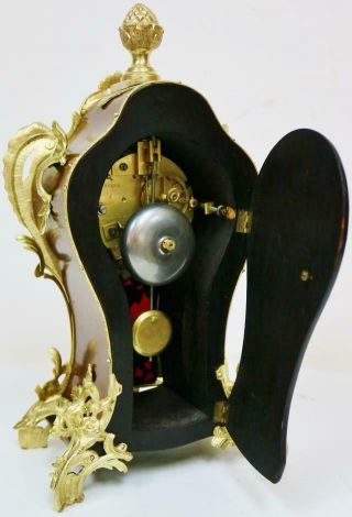 Rare Antique French 8 Day Bell Striking Walnut & Bronze Ormolu Mantle Clock 12