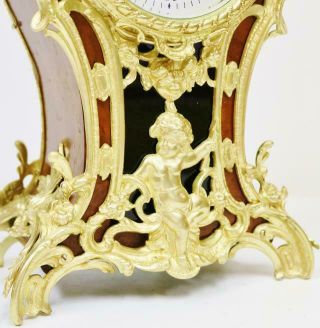 Rare Antique French 8 Day Bell Striking Walnut & Bronze Ormolu Mantle Clock 4