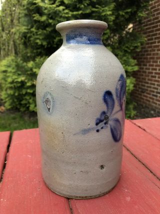 Antique Freehand Decorated Stoneware Crock Bottle - Probably Made In PA 3