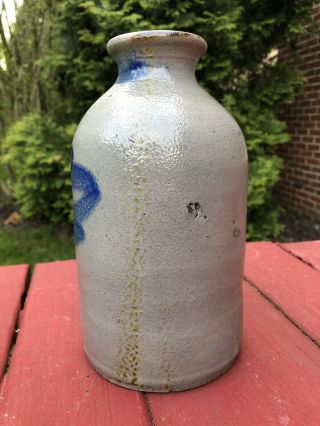 Antique Freehand Decorated Stoneware Crock Bottle - Probably Made In PA 6
