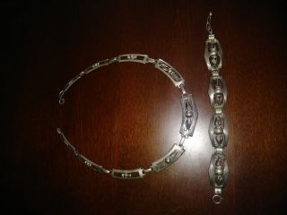 Vintage Kalo Hand Wrought Sterling Necklace/bracelet Arts And Crafts Jewelry Set