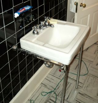 Vintage Legs For Wall Sink Mid - Century Chrome Legs With Towel Bars.  No Sink.