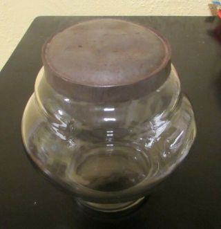 Antique 19th Century Apothecary Glass Jar Drug Store Candy Container Tin Lid 2