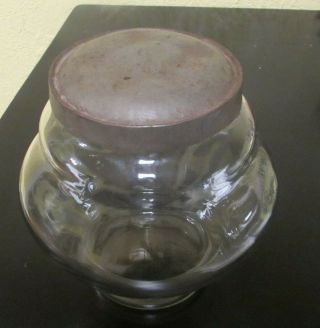 Antique 19th Century Apothecary Glass Jar Drug Store Candy Container Tin Lid 6