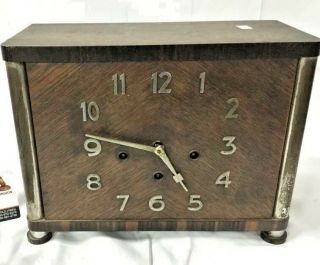 Antique Gustav Becker Art Deco Table Mantle Wood Clock