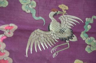 Antique Chinese Embroidered Panel Birds Uu358