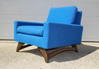 Vintage Adrian Pearsall Style Lounge Chair Club Arm Blue Mid Century Modern