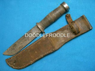 Vintage Ww2 Cattaraugus 225q Us Military Trench Survival Bowie Knife Knives Old