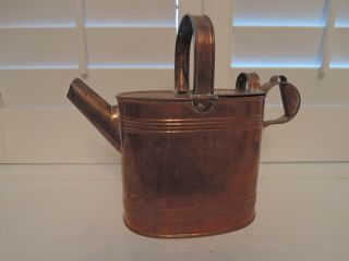 Antique English Copper Watering Can Emley & Sons 1890 - 1920 Garden