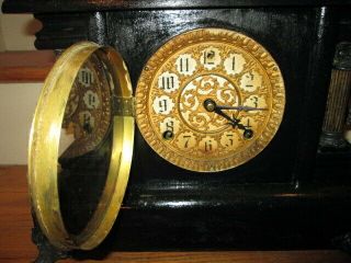 Antique Ornate Face SESSIONS Clock 1/2 Hr.  Strike Cathedral Gong w/STATUE Clock 4