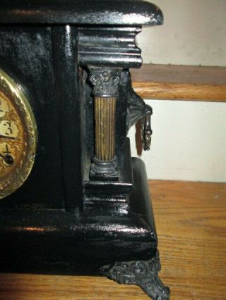 Antique Ornate Face SESSIONS Clock 1/2 Hr.  Strike Cathedral Gong w/STATUE Clock 6