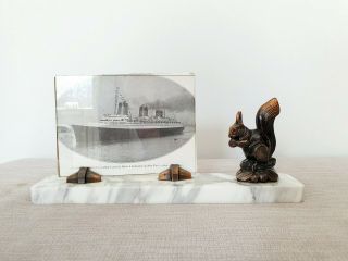 Art Deco Marble Photo Frame Spelter Squirrel - Signed Tedd - French