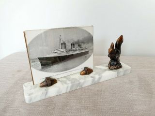 Art Deco Marble Photo Frame Spelter Squirrel - Signed Tedd - French 2