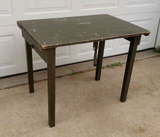 Vintage Rich Industries 1959 Folding Wood Vietnam Era Us Army Field Table Desk