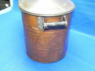Vintage Heavy Gauge Copper Boiler Wash Tub w/ Wood Handles & Galvanized Lid 4