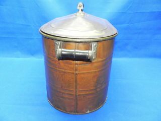 Vintage Heavy Gauge Copper Boiler Wash Tub w/ Wood Handles & Galvanized Lid 5