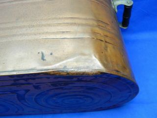 Vintage Heavy Gauge Copper Boiler Wash Tub w/ Wood Handles & Galvanized Lid 9