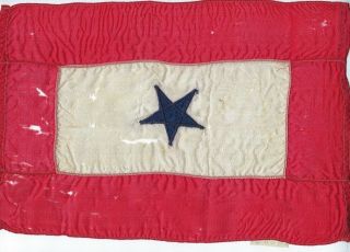 Antique WWI Service Flag Banner 1 Blue Star RARE Silk American Military History 2