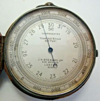 Circa 1900 Cased Pocket Barometer Made By J.  H Steward Ltd 408 Strand London