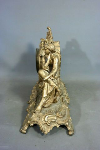 19thC Antique VICTORIAN Era ANSONIA Figural LADY STATUE Sculpture MANTEL CLOCK 8