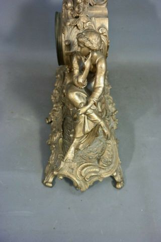 19thC Antique VICTORIAN Era ANSONIA Figural LADY STATUE Sculpture MANTEL CLOCK 9