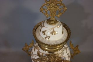 19thC Antique FRENCH VICTORIAN URN Style PORCELAIN & ORMOLU Old MANTEL CLOCK 10