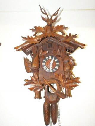 Antik Black Forest Cuckoo Clock With Wood Board Movement