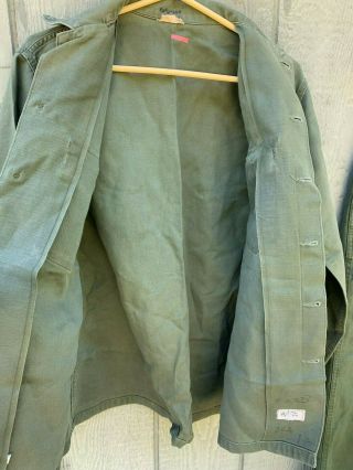 Vintage 1960 ' s Vietnam War USMC Stenciled Sateen OG - 107 Shirt & Pants Uniform 3