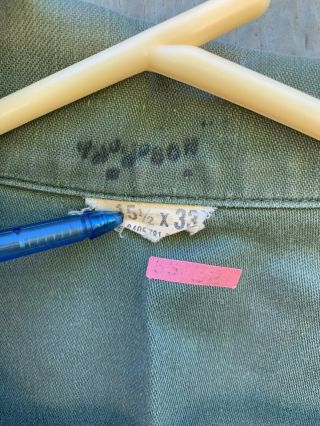 Vintage 1960 ' s Vietnam War USMC Stenciled Sateen OG - 107 Shirt & Pants Uniform 7