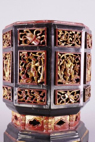 19th Century Tall Chinese Carved Gold Gilt Wood Stand Pedestal 2