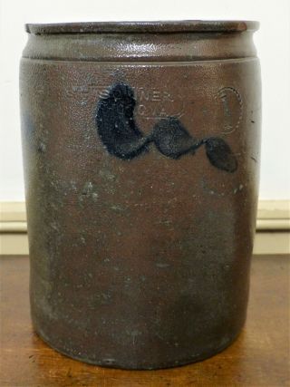 Scarce 19th C S H Sonner Strasburg Va Cobalt Blue Decorated Stoneware Crock Jar