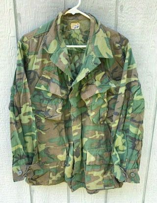 Vintage 1969 Vietnam War Us Military Erdl Camo Jungle Jacket Shirt Medium 1960 