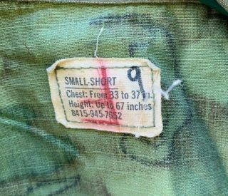 Vintage 1969 Vietnam War US Military ERDL Camo Jungle Jacket Shirt Small 1960 ' s 5