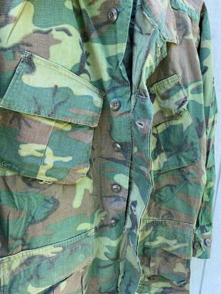 Vintage 1969 Vietnam War US Military ERDL Camo Jungle Jacket Shirt Small 1960 ' s 7