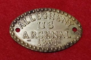 Great Historical Relic Civil War Era Saddle Shield Marked Allegheny Arsenal 1861