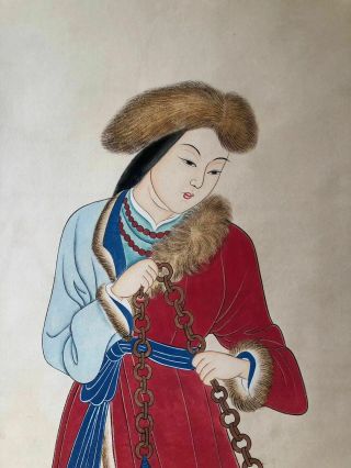 Chinese Scroll Painting By Zhang DaQian Portrait of a lady/ladies 张大千 4