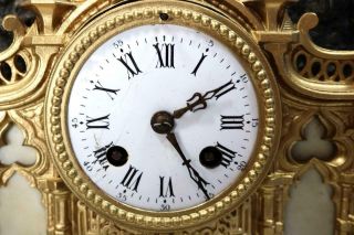 Antique Mantle Clock French 8 Day Stunning 2 Tone 2 Piece Figural Gilt C1855 6