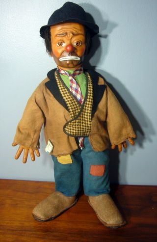 Vintage Antique Emmett Kelly Black Willie Clown Hobo Doll Baby Barry Toys 22 "