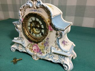 Ansonia Royal Bonn Porcelain China Antique Mantle Clock La Nord Model