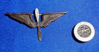 Ww1 Air Service Silver Winged Propeller Collar Insignia,  Navy Discharge Pin