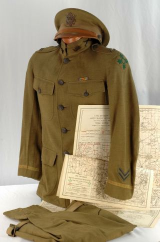 4th Division 2nd Lt.  Uniform Attributed To Ohio Officer Tunic Pants Hat & Maps