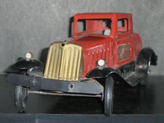1920 ' s USA Girard Fire Chief Pressed Steel Wind Up Car,  3 Days 3