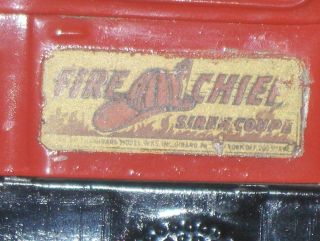 1920 ' s USA Girard Fire Chief Pressed Steel Wind Up Car,  3 Days 8