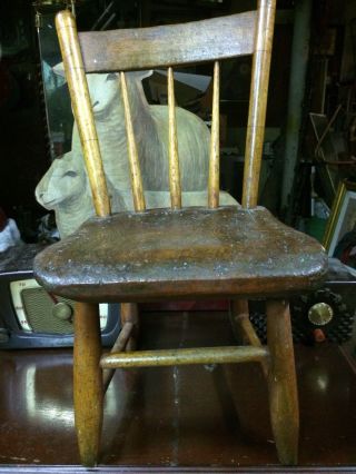 Terrific Old 1800s Primitive Wooden Child’s Chair No Nails Colonial