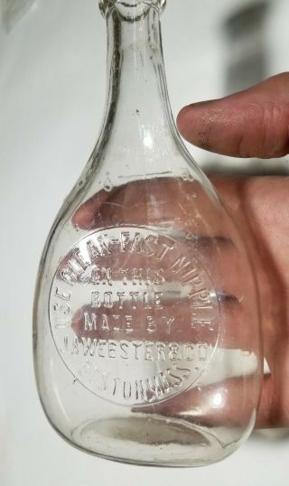 Antique Hand Blown Clear Glass Baby Nursing Bottle