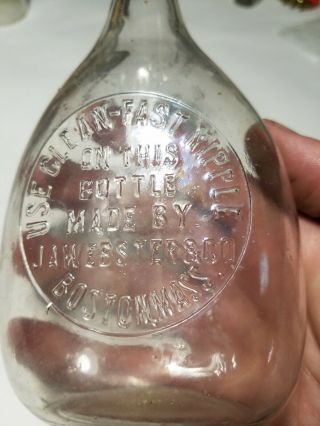 Antique Hand Blown Clear Glass Baby Nursing Bottle 2