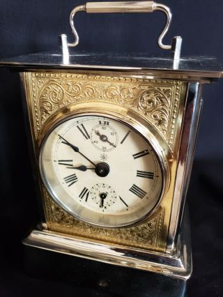 Junghans Antique Carriage Mantel Shelf Alarm Clock With Music Box