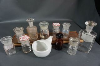 Antique Apothecary Pharmacy Drug Display Druggist Glass Bottles,  Baby Feeder Jar 7