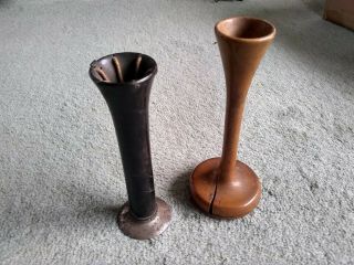 2 X Antique Vintage Wooden /metal - Plastic Stethoscope Ear Trumpet Medical Tools